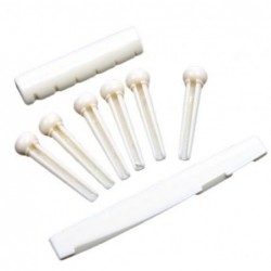Juego de Cejilla superior, inferior y pins del puente de plastico blanco para guitarra acustica