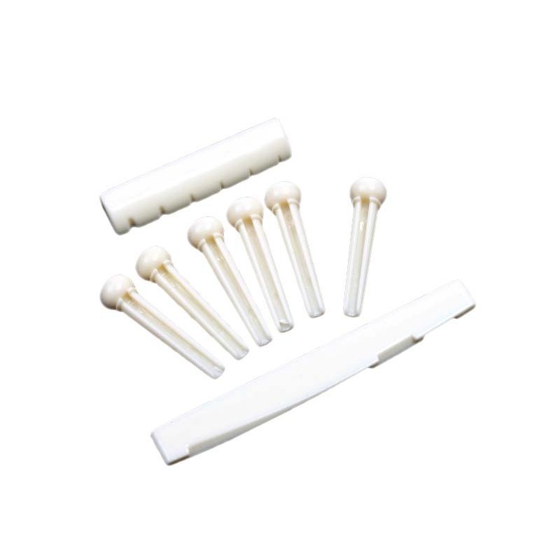 Juego de Cejilla superior, inferior y pins del puente de plastico blanco para guitarra acustica