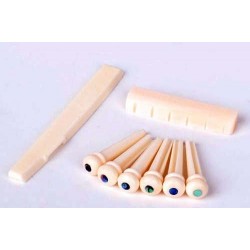Juego de Cejilla superior, inferior y pins del puente de hueso para guitarra acustica