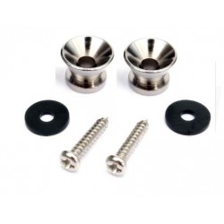Juego de 2 enganches sujeta correas para guitarra acustica, electrica, clasica y bajo. End pin color plata.