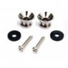 Juego de 2 enganches sujeta correas para guitarra acustica, electrica, clasica y bajo. End pin color plata.