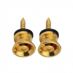 Juego de 2 enganches sujeta correas para guitarra acustica, electrica, clasica y bajo. End pin color dorado.