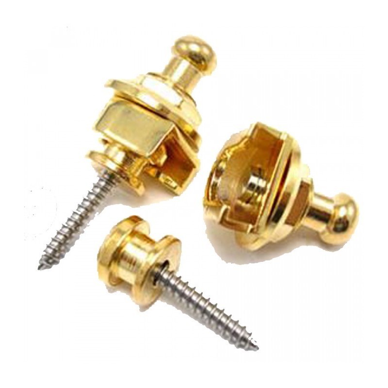 Juego de 2 enganches sujeta correas Bloqueable. Strap Lock SL-55 End pin DORADO