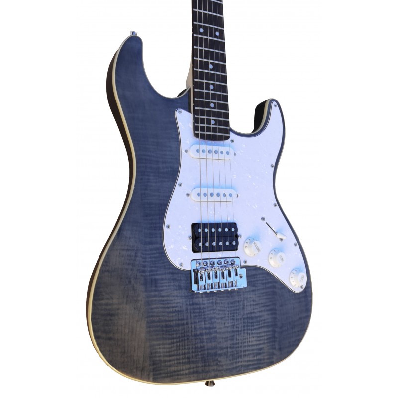 C350.380FBK Guitarra Electrica Egmond Tipo Strato Color Negro Translucido