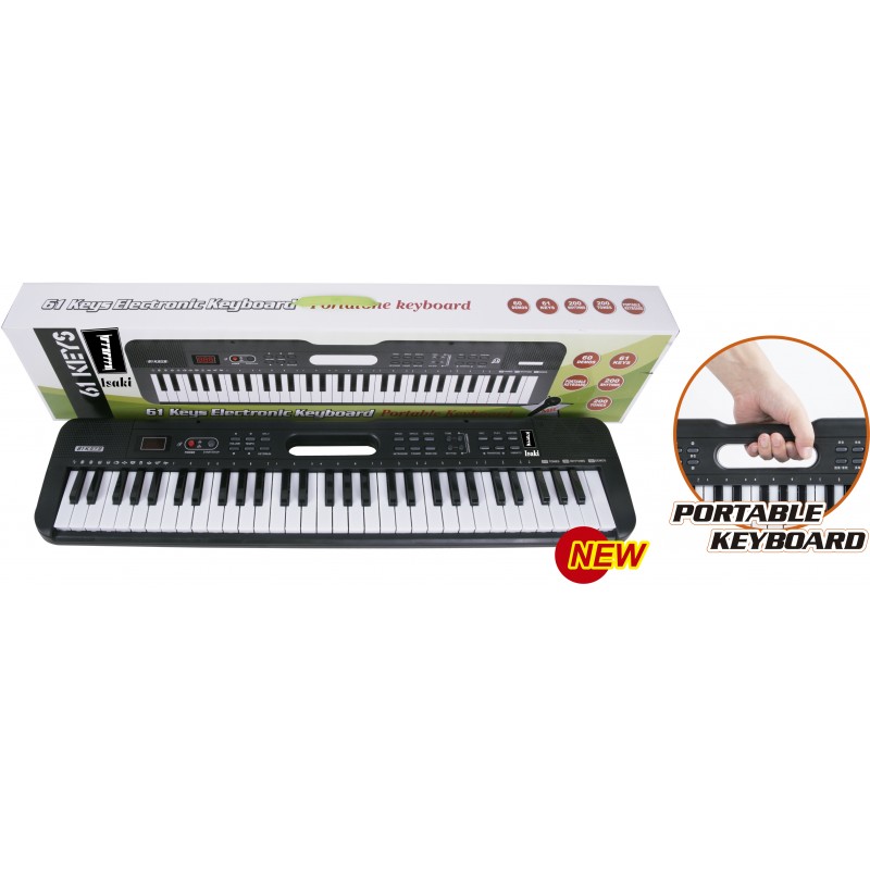 Teclado Isaki TC-619 de 61 Teclas con Cargador y Microfono