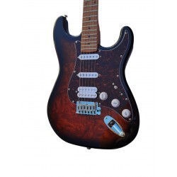 Guitarra Electrica Egmond GS-836TB Tipo Strato Color Sunburst efecto Fuego