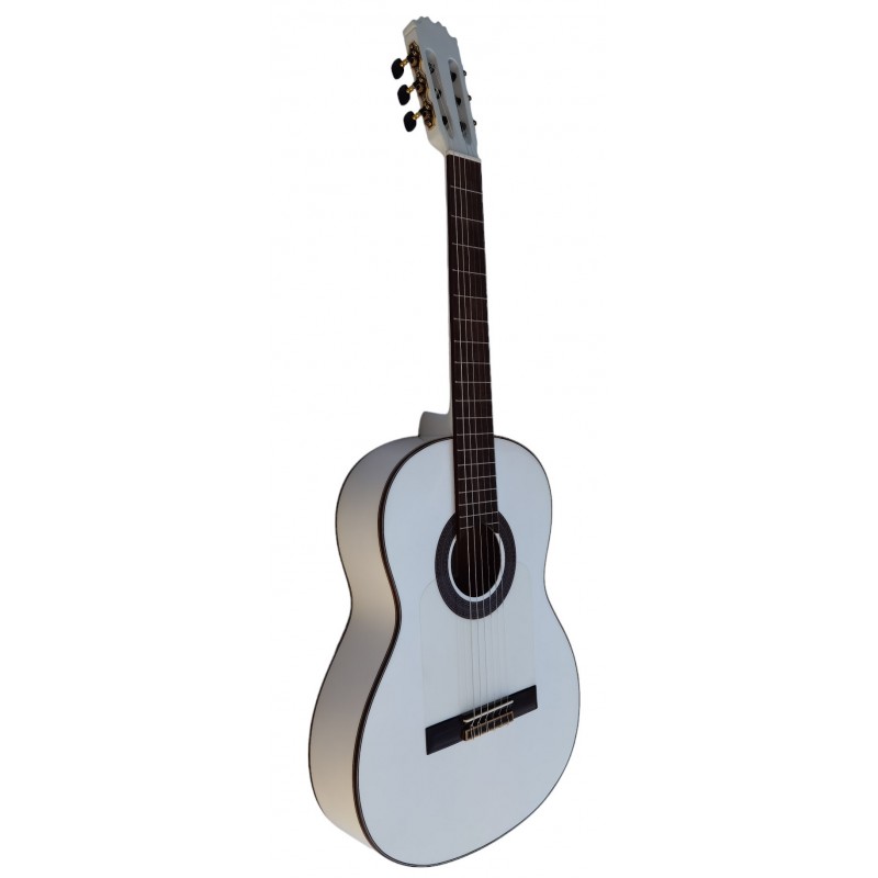 Vicente Tatay Perla - F - Guitarra Flamenca Blanca y Tapa Maciza, Pintada de Blanco Perlado - F - Con Defectos de pintura