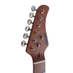 Guitarra Electrica Egmond GSW-837TB Tipo Strato de Sapelli Quilted Color Sunburst efecto Fuego y electronica Wilkinson