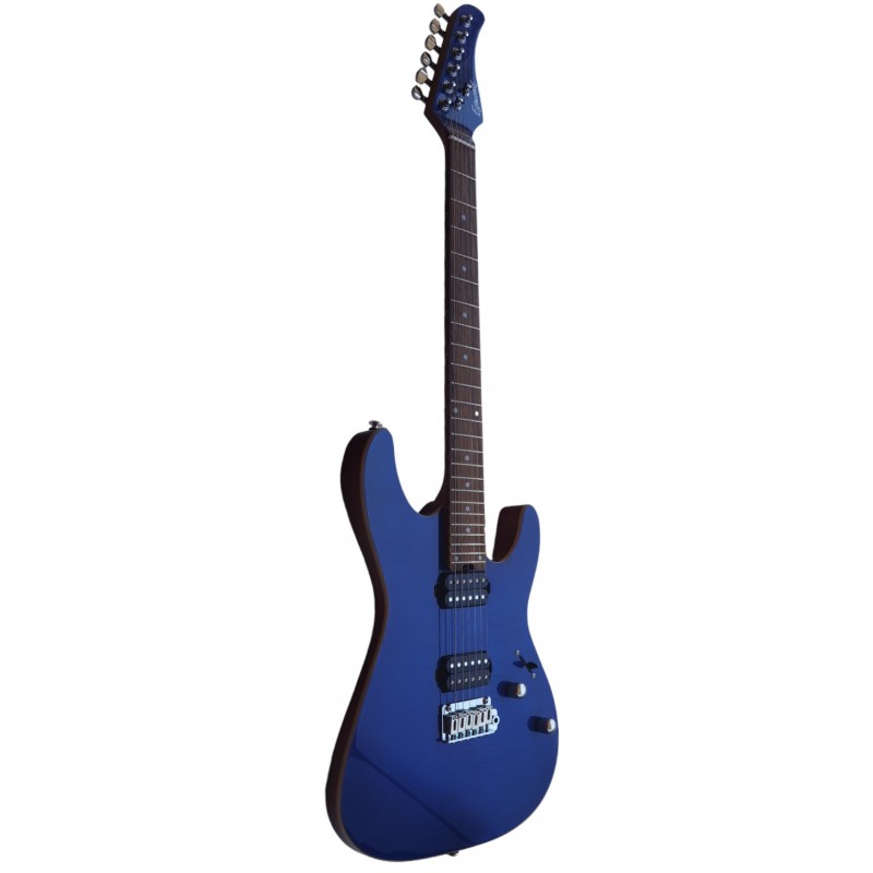 Guitarra Electrica Egmond GSX-880B Tipo Superstrat de arce rizado Color Azul