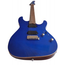 Guitarra Electrica Egmond GSX-880B Tipo Superstrat de arce rizado Color Azul