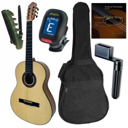 Vicente Tatay Pack de guitarra Flamenca C320.202F Con Caja a color-Funda-Afinador-Cejilla-Tensor de cuerdas-Juego de Cuerdas