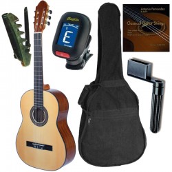 Pack de guitarra Clasica Vicente Tatay C320.202 Caja a color-Funda-Afinador-Cejilla-Tensor de cuerdas-Juego de Cuerdas