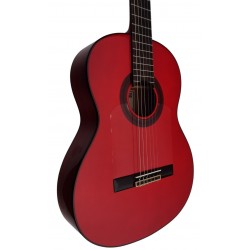 C320.580 Roja Guitarra Flamenca Vicente Tatay Tomas - Fondo de Sicomoro con Tapa de Abeto - Acabado Brillo Teñida de Rojo