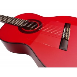 C320.590 Roja Guitarra Flamenca Vicente Tatay - Fondo de Sicomoro con Tapa Maciza de Abeto - Acabado Brillo Teñido de Rojo