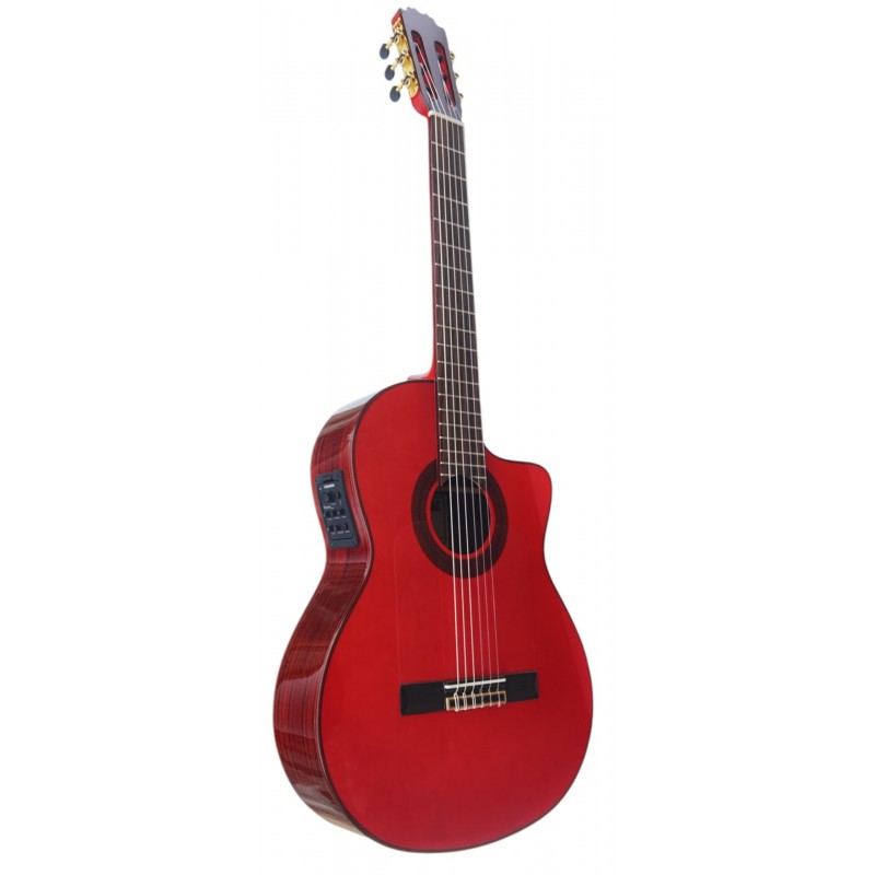 C320.590 RS CEQ Roja Guitarra Flamenca Vicente Tatay - Fondo de Palosanto Tapa Maciza de Abeto - EQ Fishman PSY-301 y Cutaway