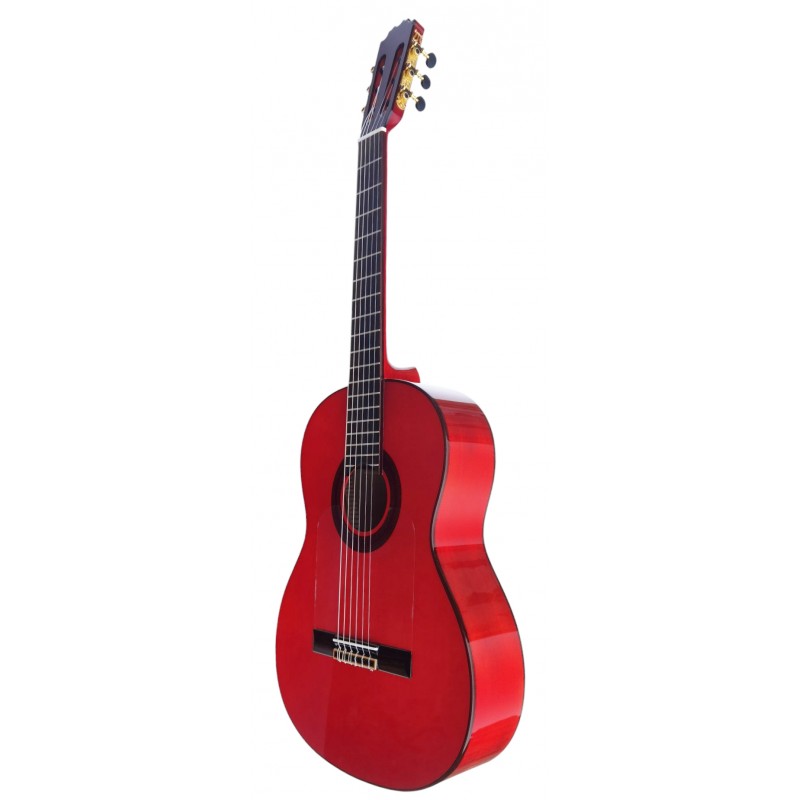 C320.590 Roja Guitarra Flamenca Vicente Tatay - Fondo de Sicomoro con Tapa Maciza de Abeto - Acabado Brillo Teñido de Rojo