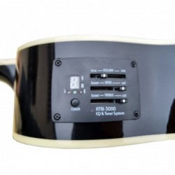 C331.646EQBK Guitarra Electroacustica Baffin Mini Jumbo tipo APX NEGRA Amplificada y previo con Afinador Acabado Brillo