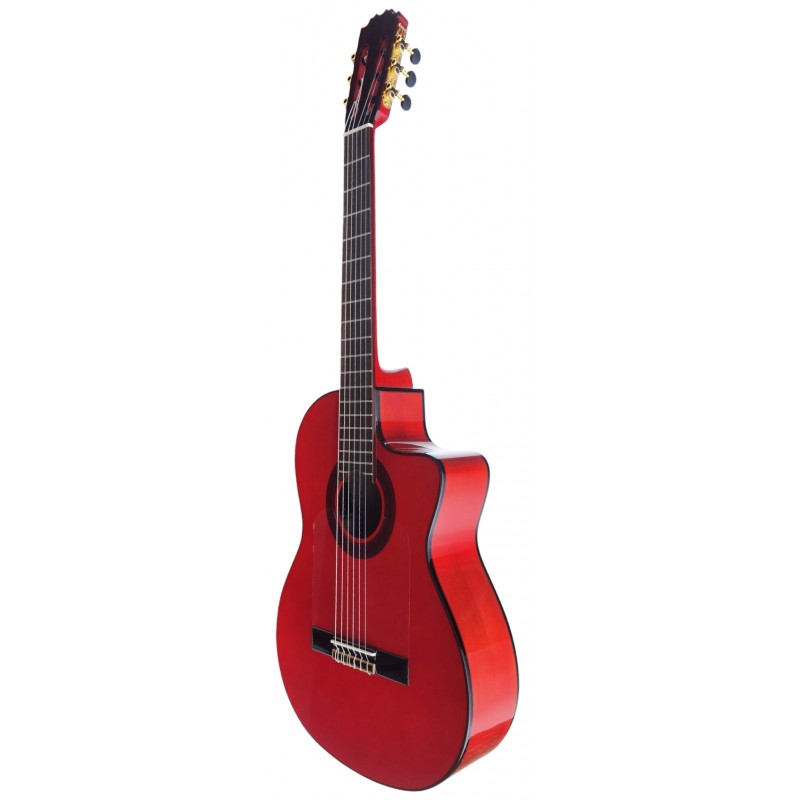 C320.590 CEQ Roja Guitarra Flamenca Vicente Tatay - Fondo de Sicomoro con Tapa Maciza de Abeto - EQ Fishman PSY-301 y Cutaway