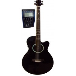 C331.646EQBK Guitarra Electroacustica Baffin Mini Jumbo tipo APX NEGRA Amplificada y previo con Afinador Acabado Brillo