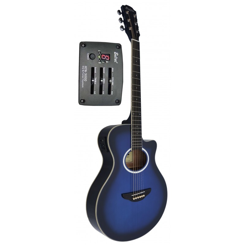 C331.646EQBL Guitarra Electroacustica Baffin Mini Jumbo tipo APX  AZUL Amplificada y previo con Afinador