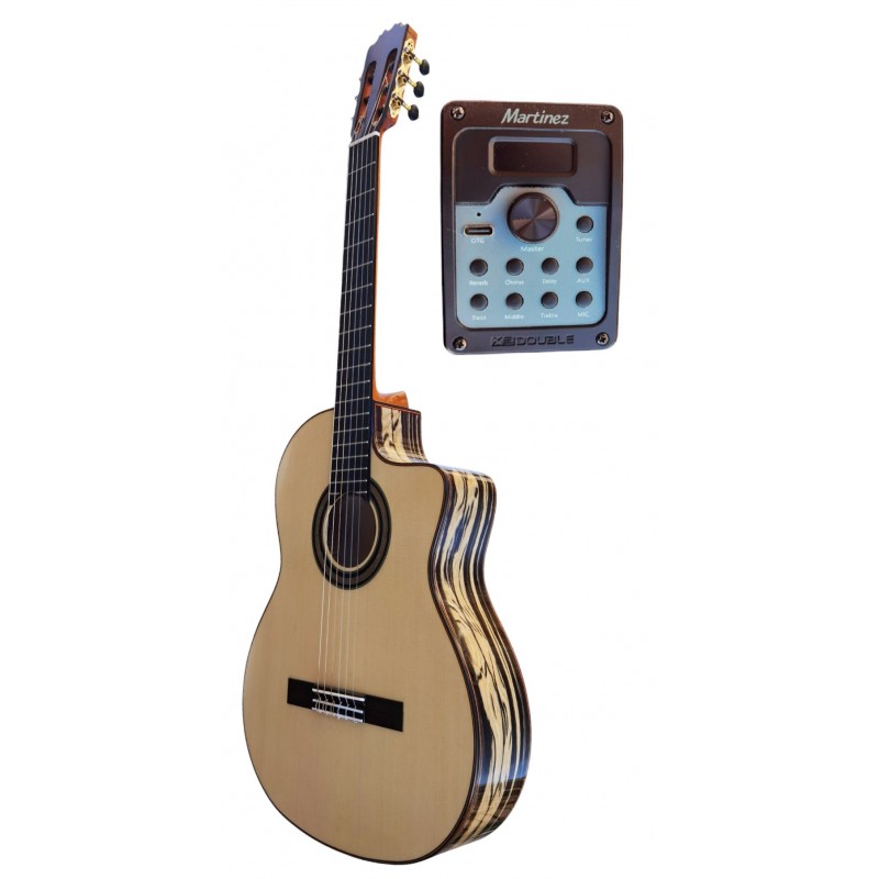 Jose Rincon MF7 CE Guitarra Flamenca de Ebano Blanco con Cutaway y Previo Double MD100