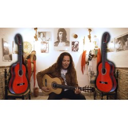 Antonio de Toledo • Modelo Tomatito Almeria ROJA Guitarra Flamenca Negra de Palo Santo de Patagonia