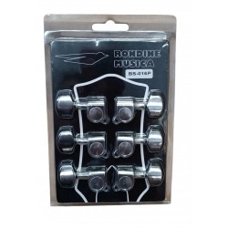 Clavijero 3+3 para guitarra Acustica Cromado AS-016P