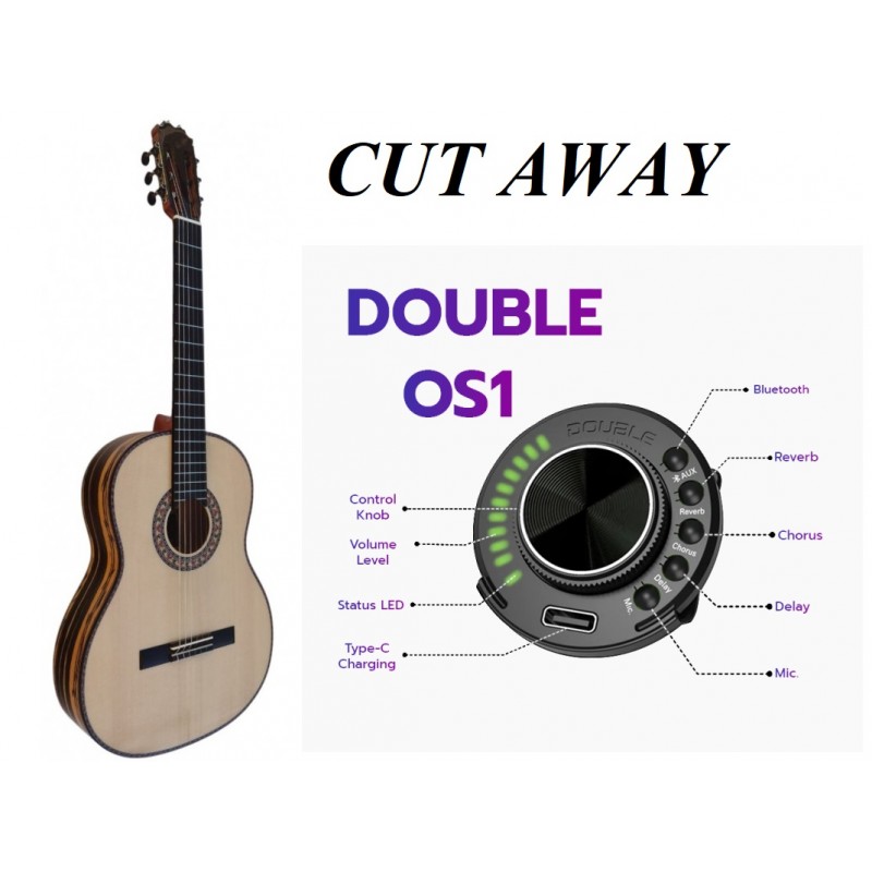 Antonio De Toledo Modelo ATF-17EB CUT con Cutaway y Previo Double OS1 Guitarra Flamenca de Ebano Blanco
