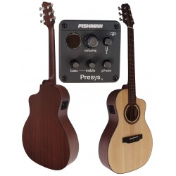 Egmond AV-52CE – Guitarra Electroacustica Parlour con Cutaway, Tapa Maciza de Abeto y Previo Fishman Presys II
