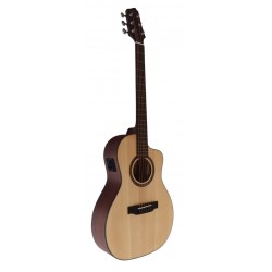 Egmond AV-52CE – Guitarra Electroacustica Parlour con Cutaway, Tapa Maciza de Abeto y Previo Fishman Presys II