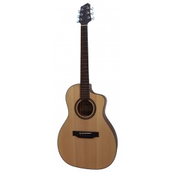 Egmond AV-52CE – Guitarra Electroacustica Parlour con Cutaway, Tapa Maciza de Abeto y Previo Fishman Presys II