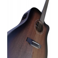 Egmond AV60DCE Burst – Guitarra Electroacústica Dreadnought con Cutaway, Tapa Maciza de Sapeli y Previo Fishman Presys II