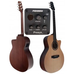 Egmond AV-53CE – Guitarra Electroacústica Mini Jumbo con Cutaway, Tapa Maciza de Abeto y Previo Fishman Presys II