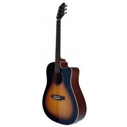 Egmond AV-61DCE Burst – Guitarra Electroacústica Dreadnought con Cutaway, Tapa Maciza de Sapeli y Previo Fishman Presys II