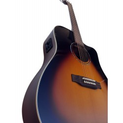 Egmond AV-61DCE Burst – Guitarra Electroacústica Dreadnought con Cutaway, Tapa Maciza de Sapeli y Previo Fishman Presys II