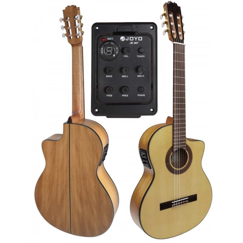 Vicente Tatay C320.580CE – Guitarra Flamenca Amplificada con Cutaway, Previo Joyo, Alma Ajustable y Golpeador
