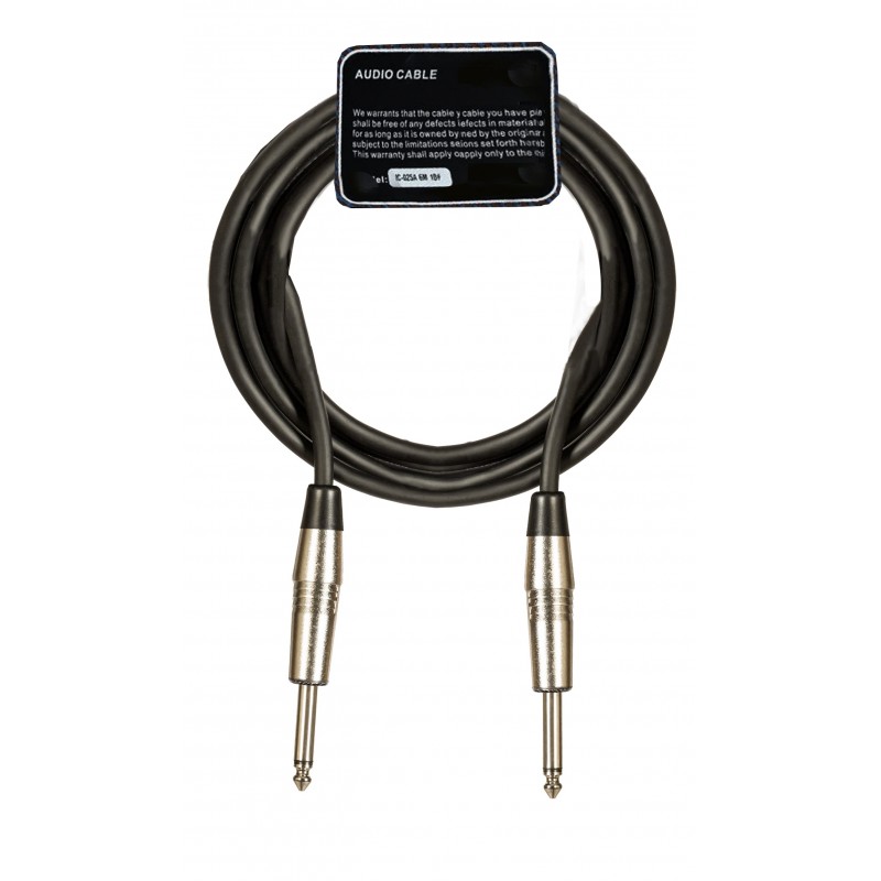 Cable Jack 3 Metros para Guitarra Jack-Jack Macho Recto de PVC Negro IC-1005 / 3 M
