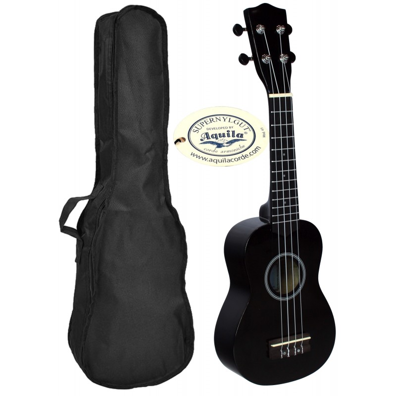 C380.050BK   Ukelele Soprano con Funda LANAI Color Negro Brillo
