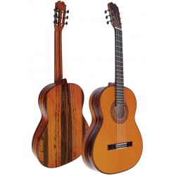Outlet A76 - Antonio de Toledo ATF-17EBR – Guitarra Flamenca de Ebano Blanco Teñido de Rojo con Golpe De Una Cuerda Debajo De Pu