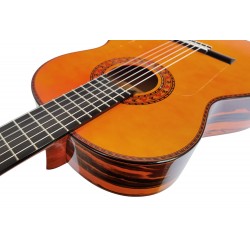 Outlet A76 - Antonio de Toledo ATF-17EBR – Guitarra Flamenca de Ebano Blanco Teñido de Rojo con Golpe De Una Cuerda Debajo De Pu