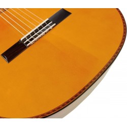 Outlet A76 - Antonio de Toledo ATF-17EBR – Guitarra Flamenca de Ebano Blanco Teñido de Rojo con Golpe De Una Cuerda Debajo De Pu