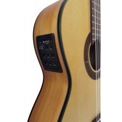 Outlet B02 - Vicente Tatay C320.580CE – Guitarra Flamenca Amplificada con Cutaway, Previo Joyo, Alma Ajustable y Golpeador con D