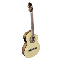 Outlet B02 - Vicente Tatay C320.580CE – Guitarra Flamenca Amplificada con Cutaway, Previo Joyo, Alma Ajustable y Golpeador con D